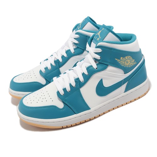 

Мужские кроссовки Nike Air Jordan 1 Mid Aquatone Blue Gold AJ1 Casual Lifestyle DQ8426-400, Синий, Air Jordan 1 Mid