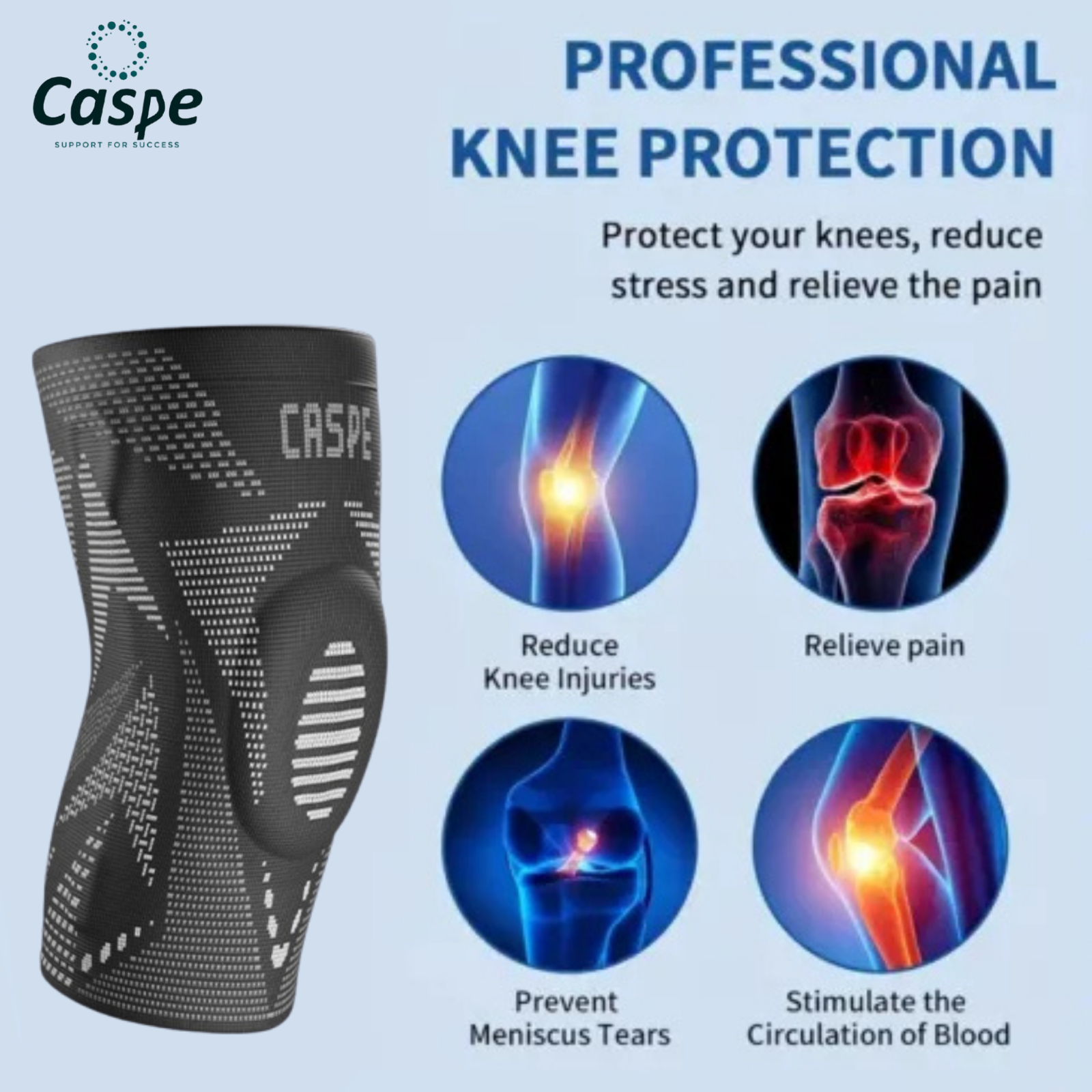 Knee Brace Compression Sleeve Support Joint Pain Arthritis Relief For Sport Gym