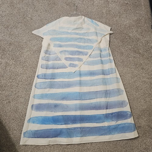 Pre-owned Toogood The Fisherwoman Hand Painted Cotton Dress — Breton Limited Edition Xl In Blue/ivory