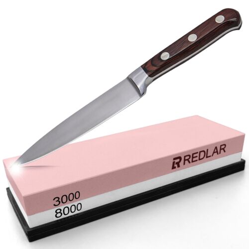 RedLar Whetstone Knife Sharpening Stone 3000/8000 Grit 2 Sided Waterstone 