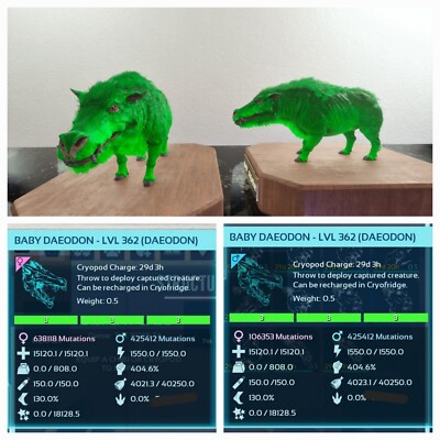 ARK ASCENDED PVE OFFICIAL PAIR BABY DAEODON GREEN ID03 TOP FOOD 40K PC/XBOX/PS5