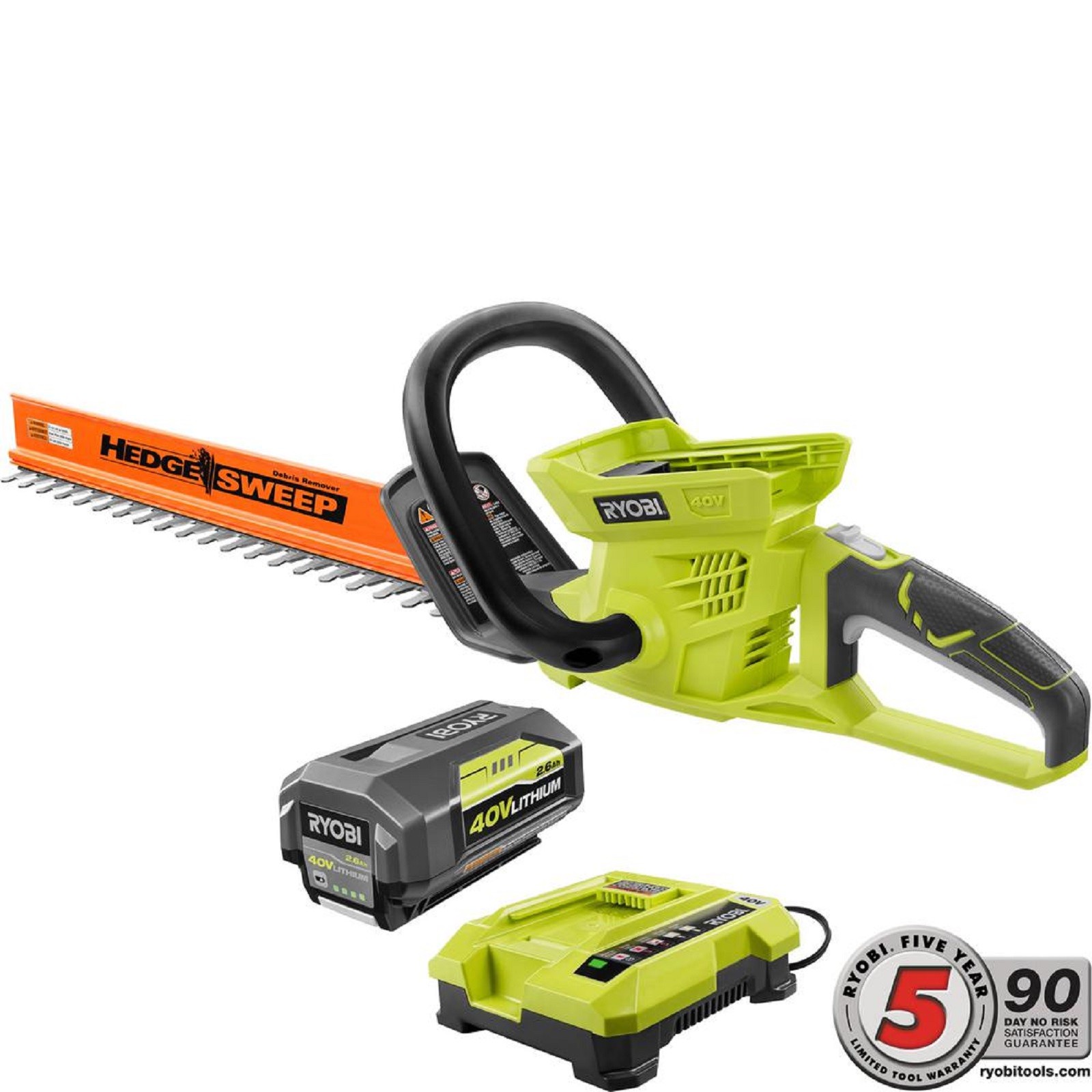 Ryobi RY40610A 24 in. 40-Volt 2.4Ah Lithium-Ion Cordless Hedge Trimmer
