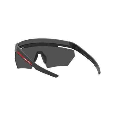 Pre-owned Prada Linea Rossa Ps 01ys 1bo06f Matte Black Dark Grey Lens Shield Sunglasses In Gray