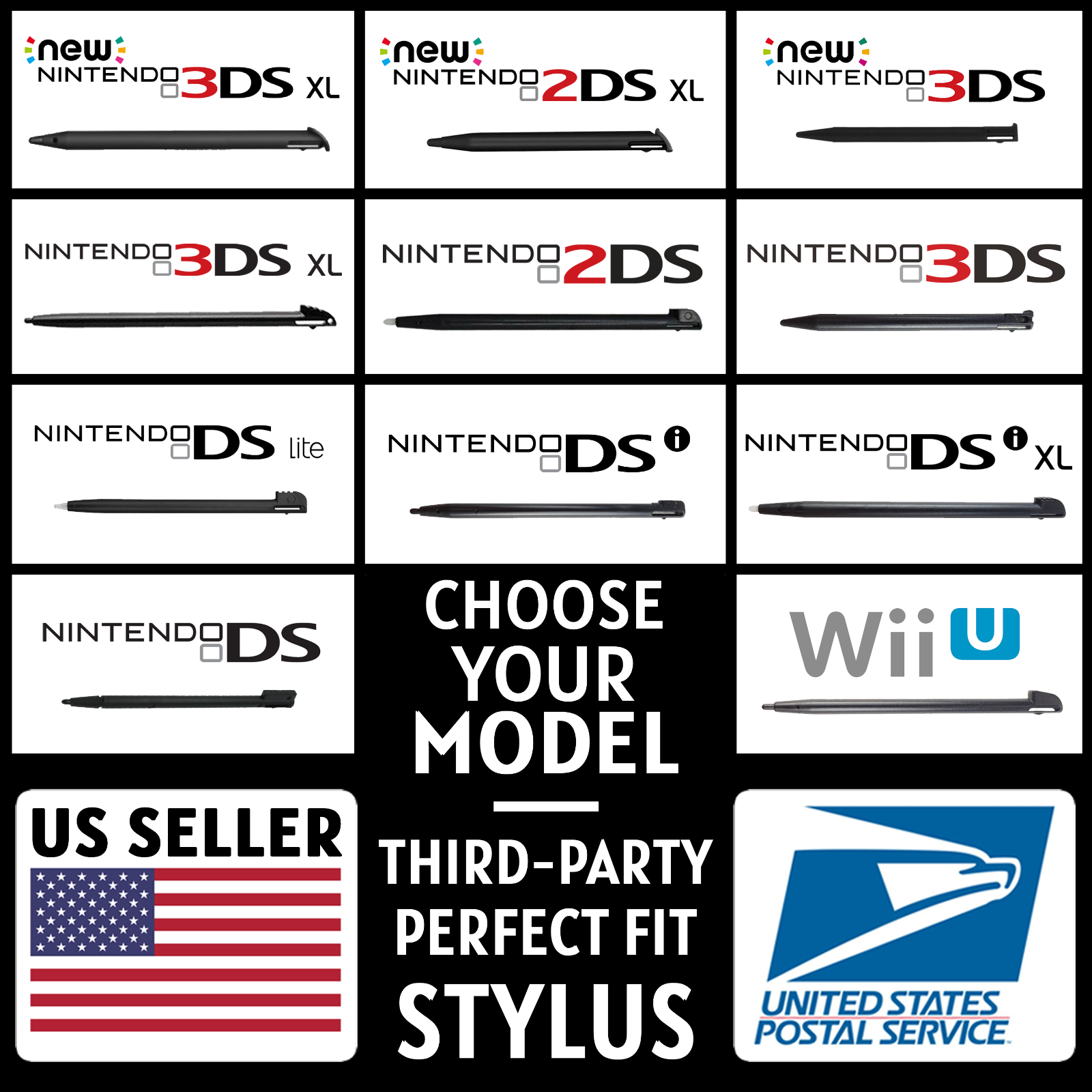 Replacement Stylus For Nintendo NEW/3DS/2DS/DSi/XL/DS Lite/LL/Wii U Plastic Pen