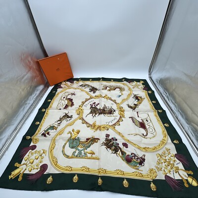 NIB HERMES Plumes et Grelots Carre 90 Multicolor Silk 100% Scarf/HE3230