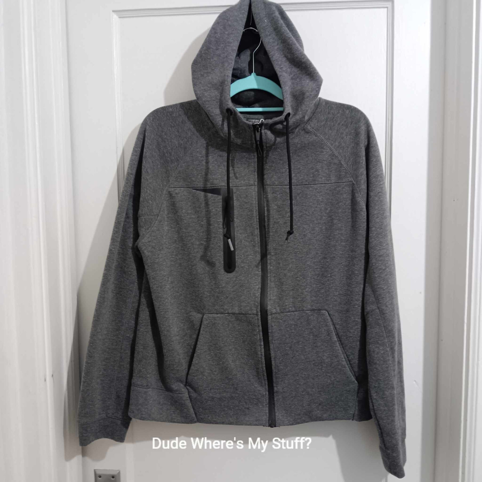 US ICON ZIPPERED DRAWSTRING HOODIE - SOLID GRAY - ADULT SIZE