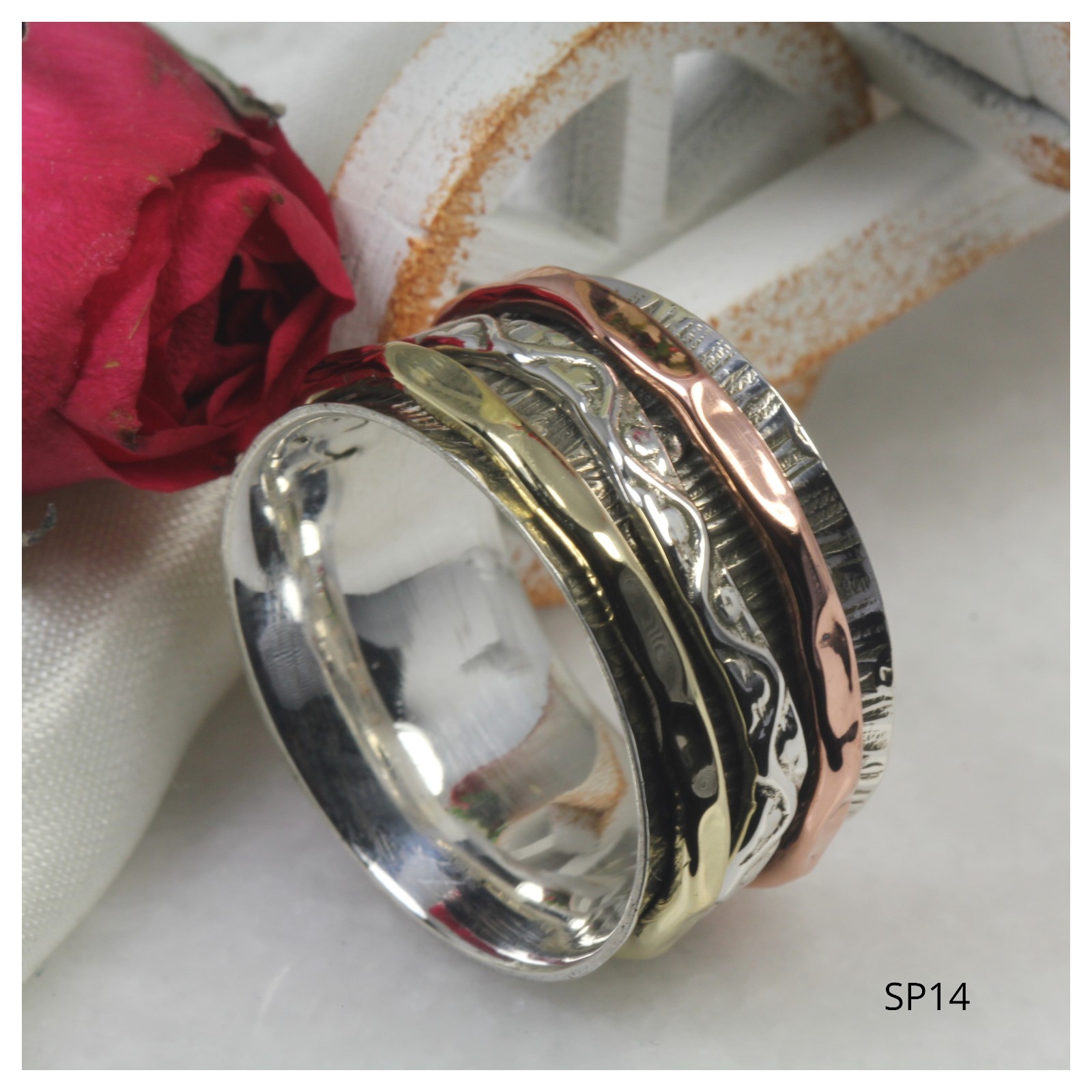 Wide Heavy Sterling Silver Spinner Ring Rose Gold Spinner Ring Gold Spinner Ring