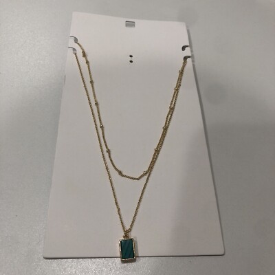 Beeline Fashion Jewelry Gold 2-Necklace Green Stone Necklace Set
