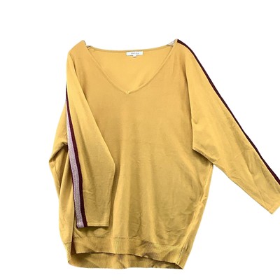 Street One Relaxed Metallic Stripe Lightweight Sweater Womens Large L V-neck
