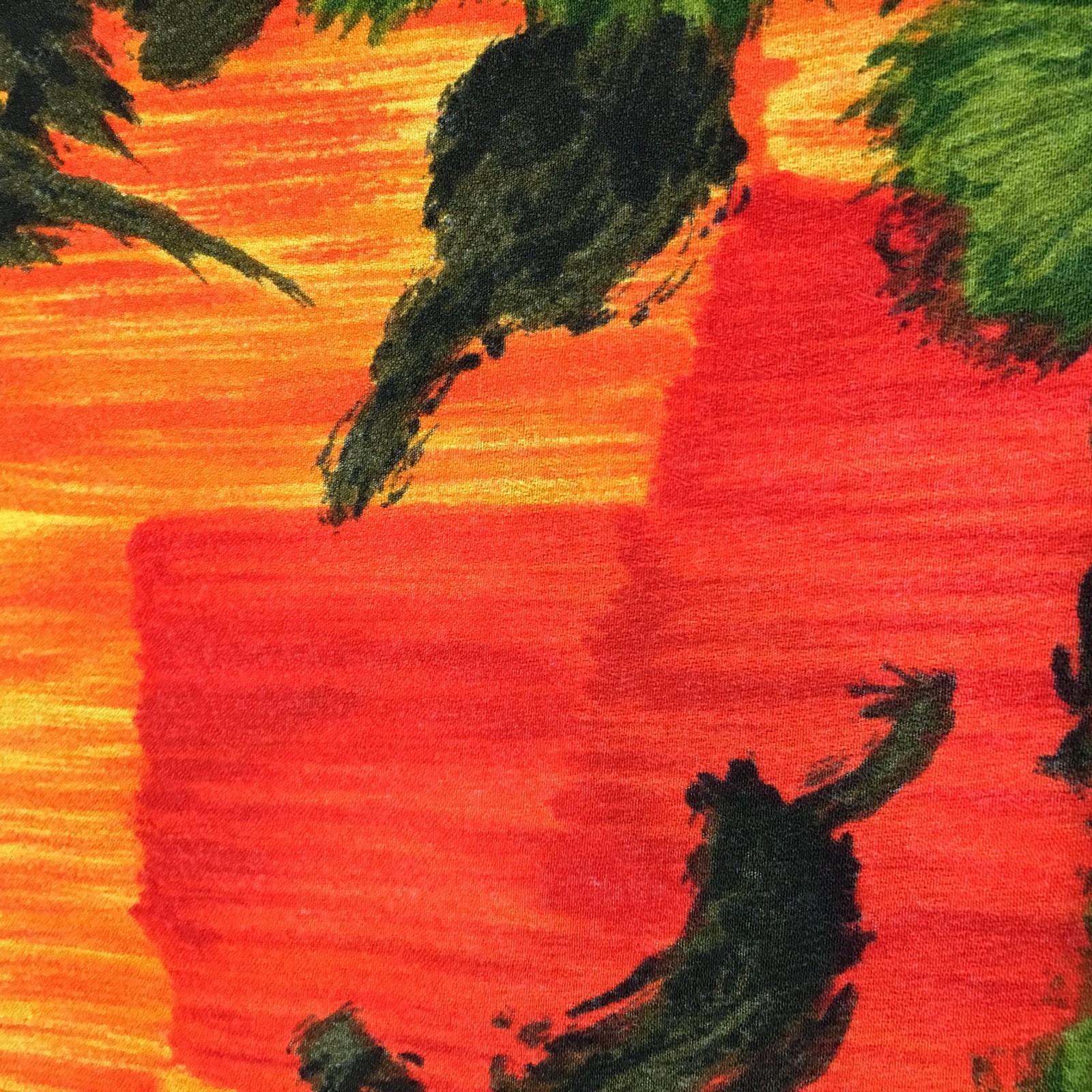 Bright Tropical Fabric Orange Yellow Green Print 3 YDS 46