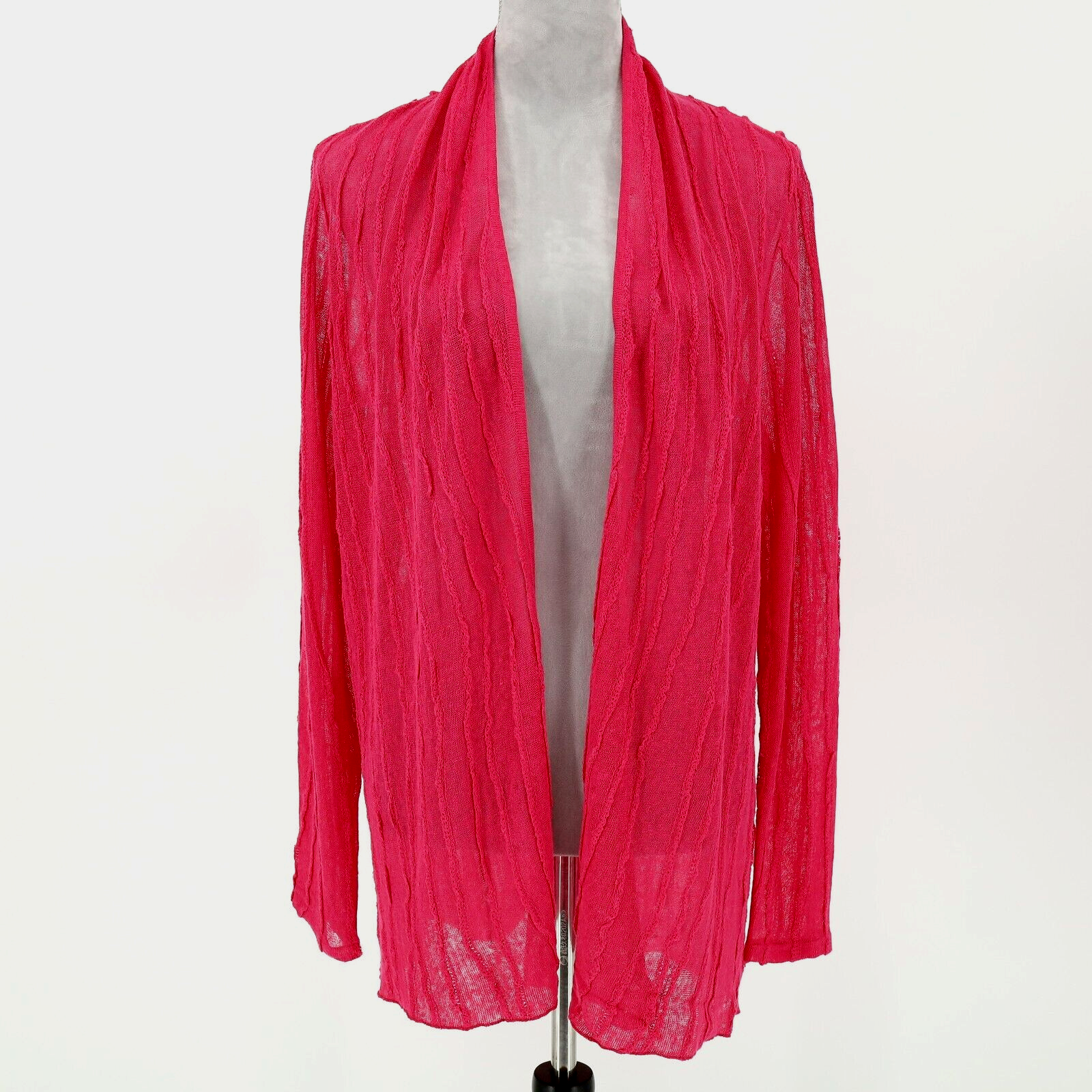 Chicos 2 Pink Cardigan Sweater Size Large Womens 100 Linen Open