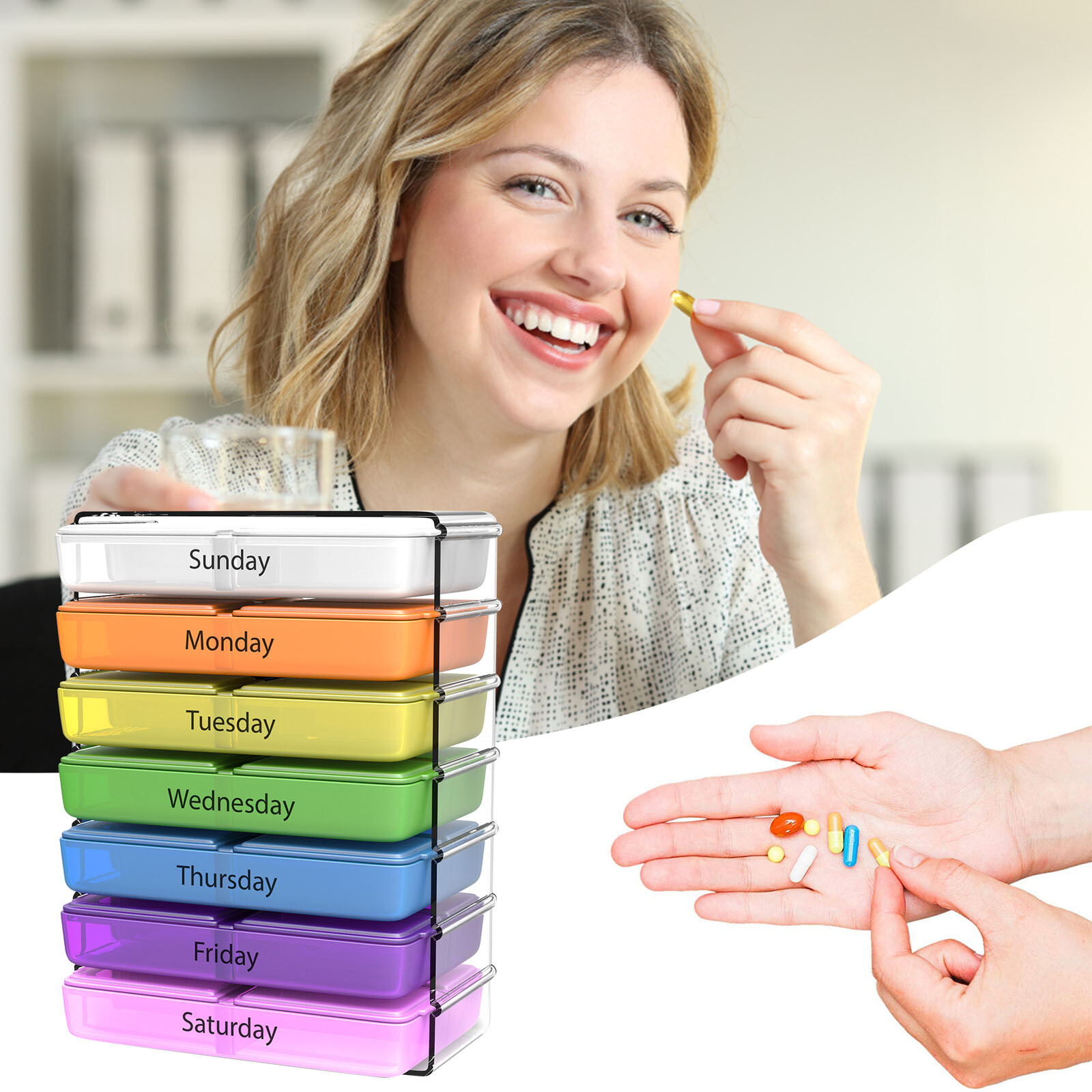 Store Box Weekly Records 7 Day Weekly Compact And Vitamin Organizers 4 Times Hot