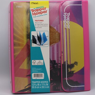 Trapper Keeper Retro Style Binder Portfolio 2 Folders - Pyramid Neon Sunset