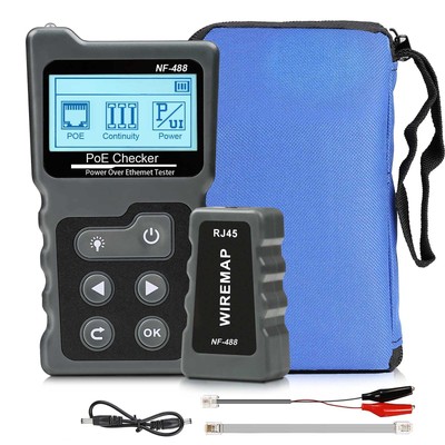 Noyafa PoE Checker Inline PoE Voltage & Current Tester with Cable Tester NF-488
