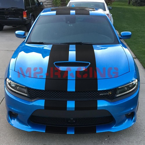 3D Matte Carbon Fiber Racing Stripes Vinyl Wrap Rally Sticker 10FT/20FT Long