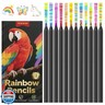 Stocking Stuffers for Kids Teen Girls Boys, 12 Rainbow Colored Pencils Christmas Gifts for Grandkids Adults Art Supplies for Kids 9-12 Fun Pencils Trendy Stuff Birthday Party Favors, Black Wooden