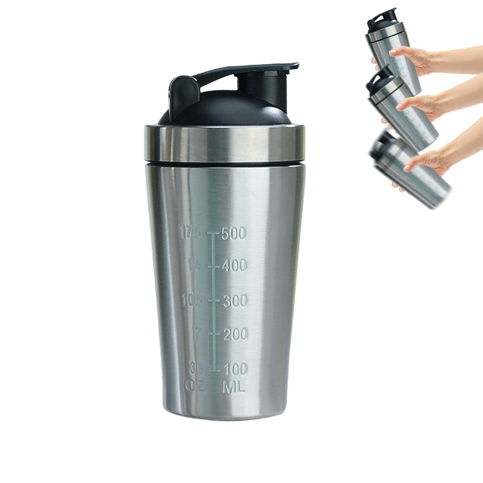 Protein Shaker Cup Stainless Steel Portable Fitness Sports Mug Nutrition Blender