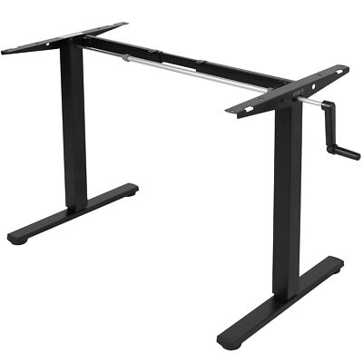 USED VIVO Black Manual Height Adjustable Stand Up Desk Frame Crank System