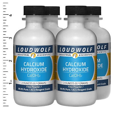 Calcium Hydroxide 8 Oz Total (4 Bottles) ACS Reagent Grade Fine Powder