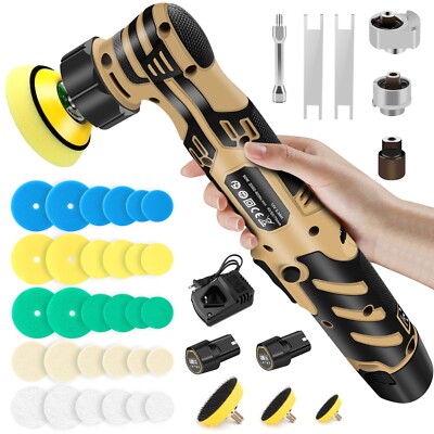 12V  Cordless Car Polisher Buffer Mini Polishing Machine DA & RO Polisher 1-3''