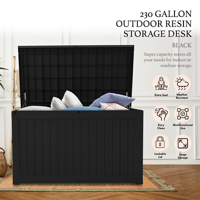 230 Gallon Deck Box Storage Outdoor Garden Patio Chest Organizer Furniture Black