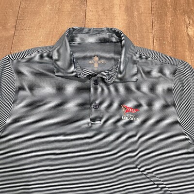 US Open Golf Polo Shirt Official 123rd LACC 2023 Men s M Blue Stripes Stretch