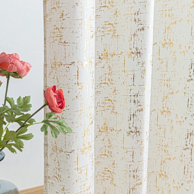 Gold Foil Print Linen Textured Curtains Geometric Dots Pattern Design Curtain...
