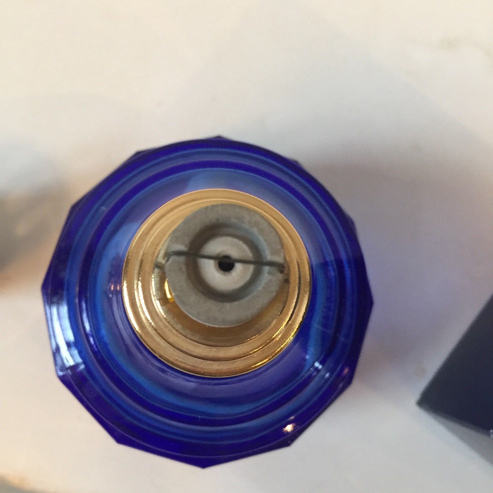 lampe berger paris cobalt blue glass diffuser 27520 with box gold accents