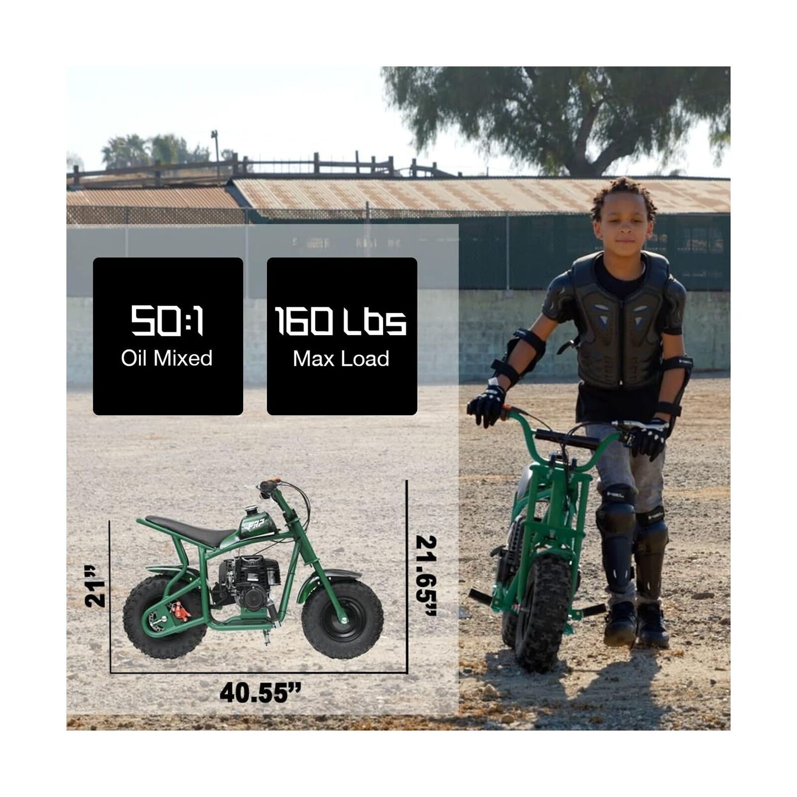 FRP DB003 50CC 2-Stroke Mini Dirt Bike, Kids Mini Bike Gas Powered, Off Road ...