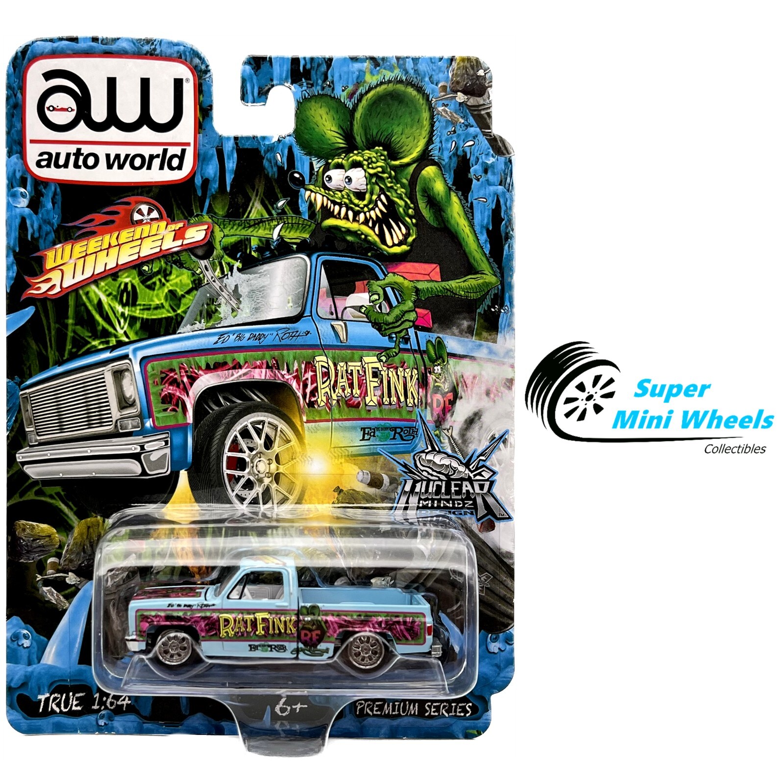 オートワールド　SILVERADO LOW RIDER - RAT FINK 1:64 Chevrolet Silverado, Lowrider, Pink, Rat Fink, Las