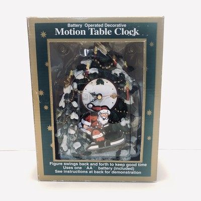 Skiing Santa Clock Sculpted Motion Table Clock Christmas Studio Eluceo 6  NEW