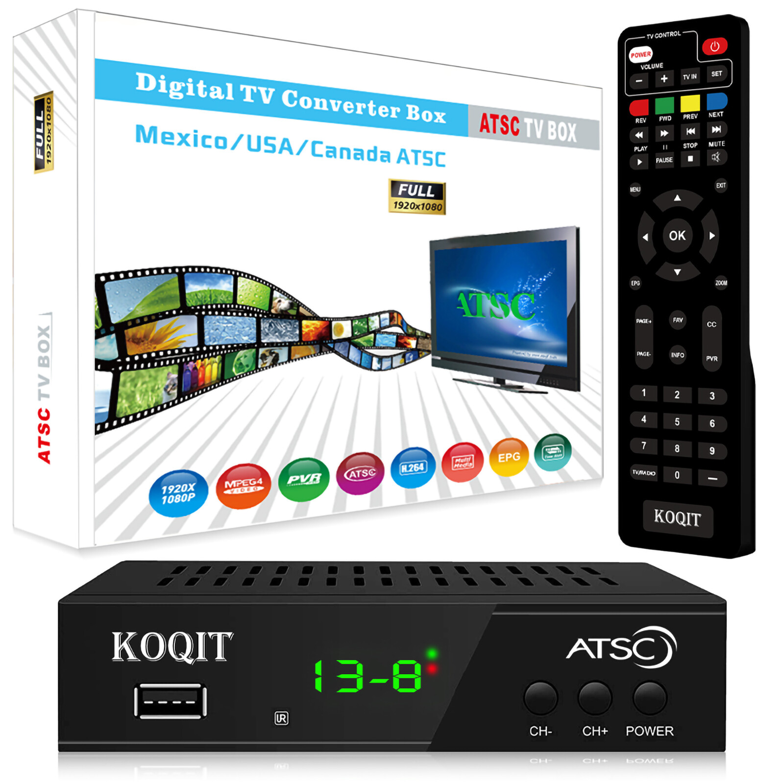 【中古】「非常に良い」ATSC Digital Converter Box ATSC TV Tuner Digital Converter Box for tv Recorder USB Media