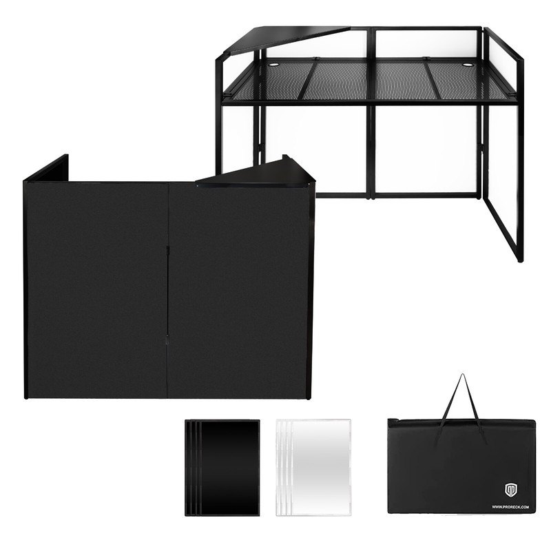 PRORECK DJ Facade Booth Table Panel Black Metal Frame Foldable