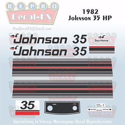 1959 Johnson 35HP Electric Start RDS-21 SeaHorse Outboard Repro 7 Pc Vinyl Decal