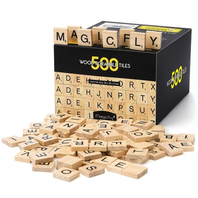 500 Pieces Letter Tiles, Wooden Scrabble Tiles for Crafts, A-Z Capital Wood L...