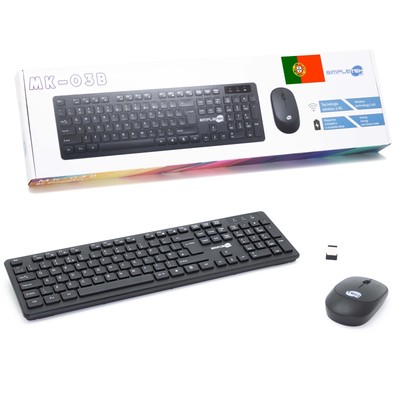 Wireless Mouse and Keyboard Kit Qwerty Layout Portuguese PT Black M&K Portugal