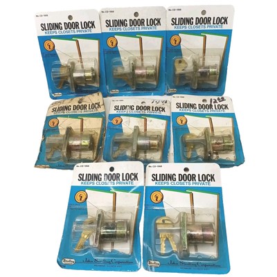 Lot Of 8 Cabinet, Closet, Sliding Door Locks With 2 Brass Keys Vintage Security 
