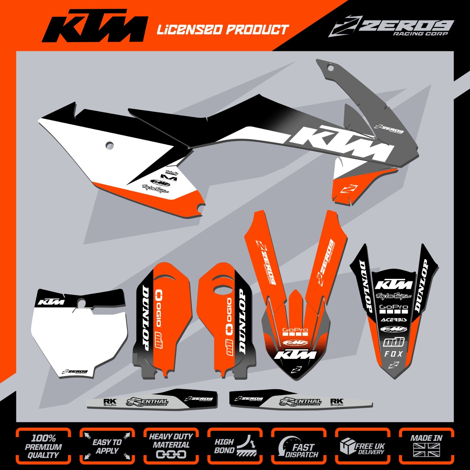 KTM 85 MOTOCROSS GRAPHICS MX GRAPHICS KIT DECALS STICKERS SX 85 FADE GRY