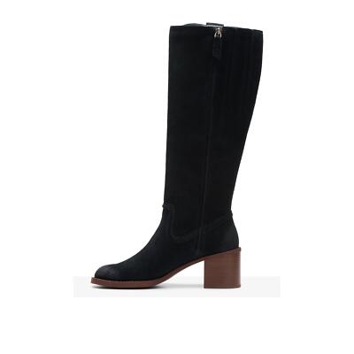 Pre-owned Clarks Women's Chamberly Up Black Suede 26178835