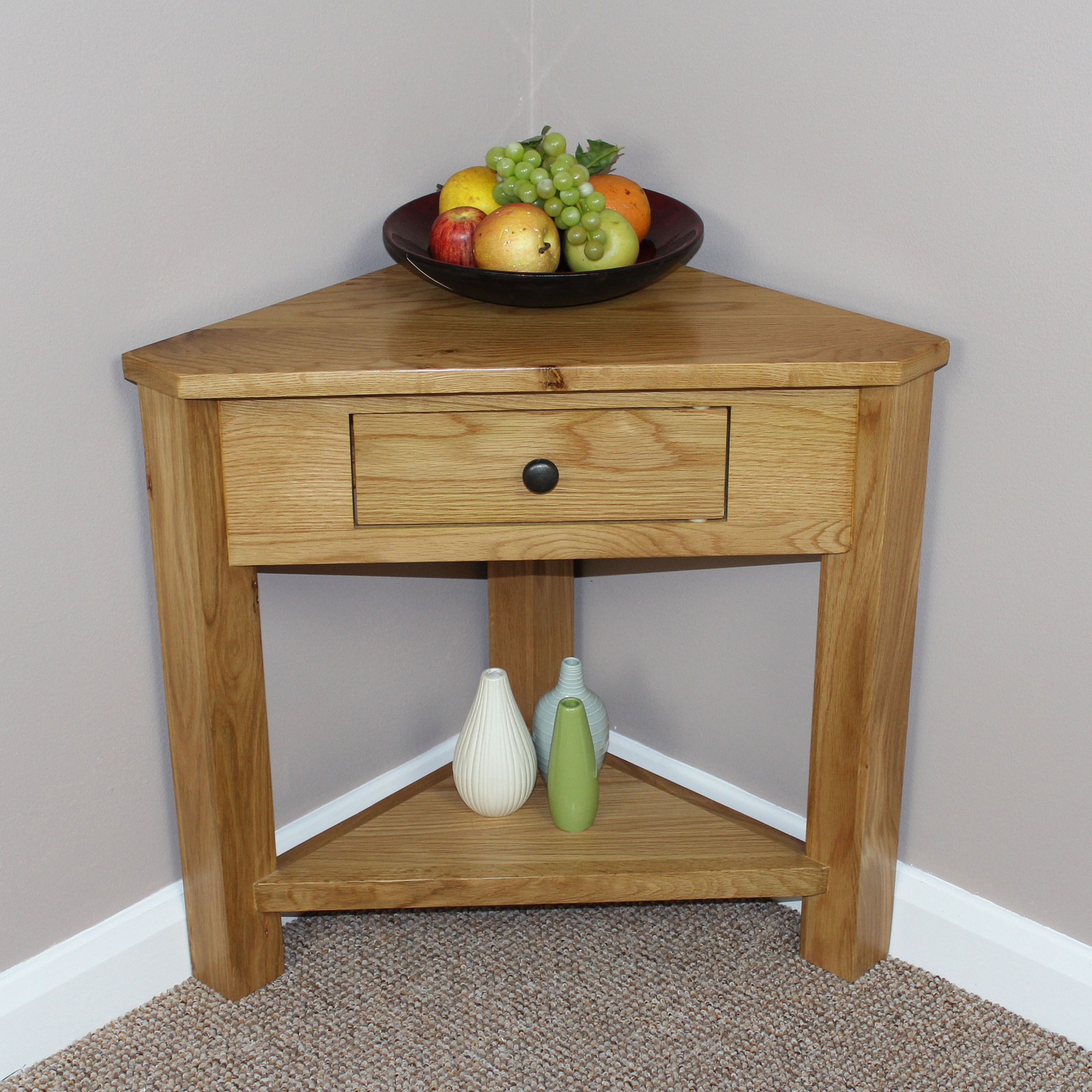 Oak Corner  Unit Console  Table  Plant Stand lamp Occasional 