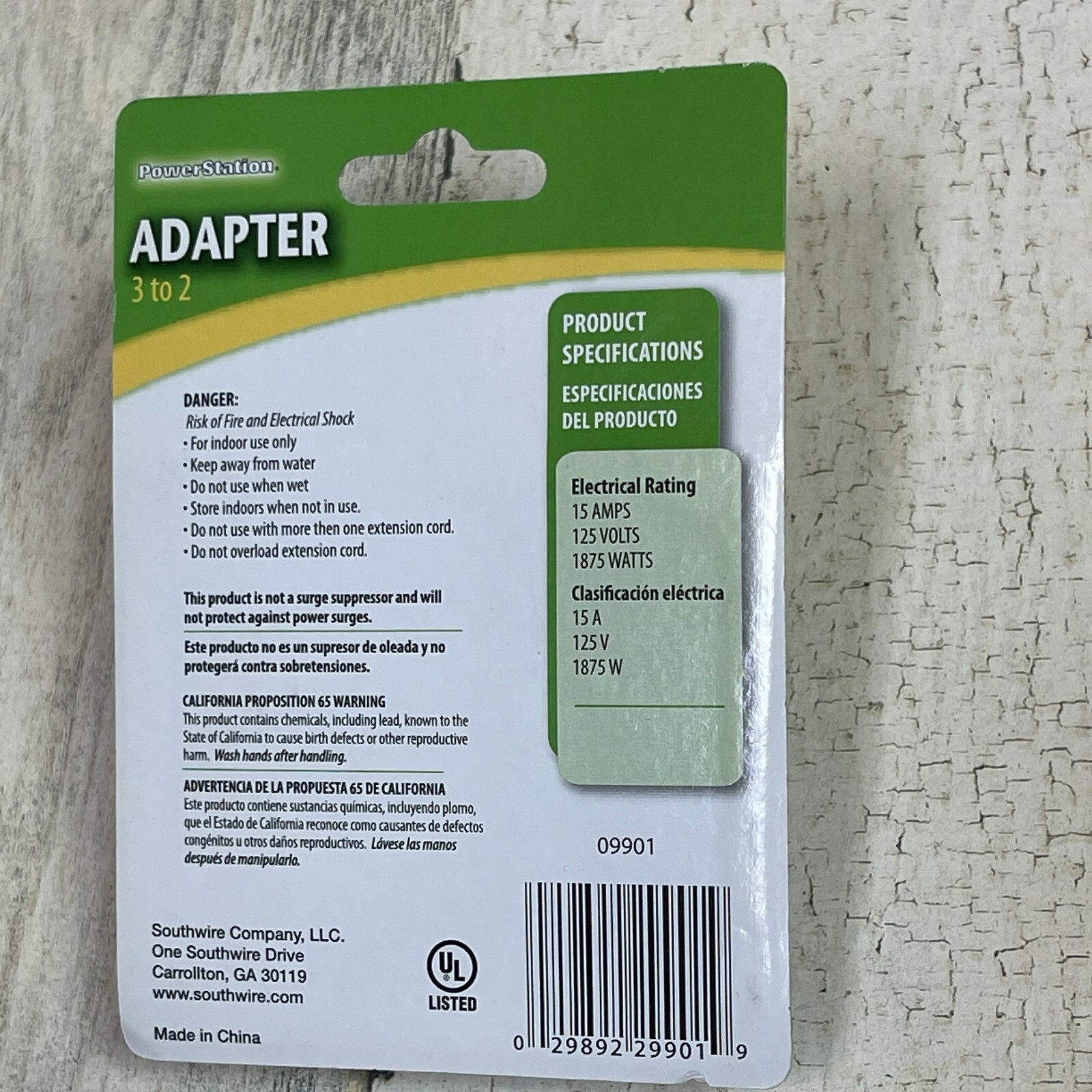 2 pack 3 to 2 Prong Outlet Grounding Adapter Converter PowerStation Q26C-A
