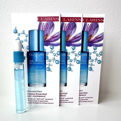 3x Clarins HYDRA ESSENTIEL Intensive Moisture Bi-Phase SERUM 0.1oz Travel Sample