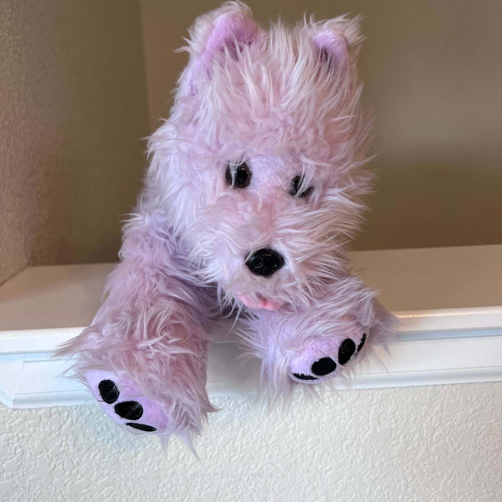 Build-A-Bear Purple Shaggy Westie Dog Plush Stuffed Animal Puppy with Collar