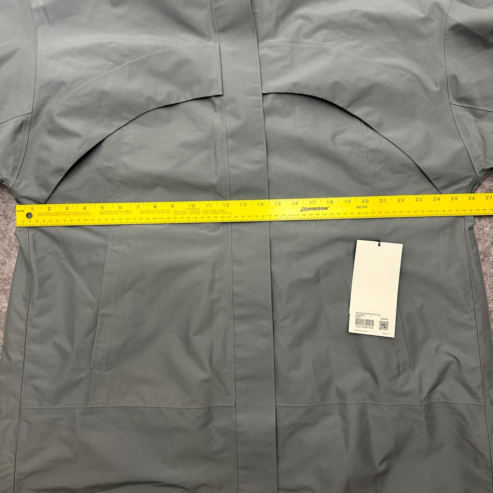 Pre-owned Lululemon Mid-length Waterproof Rain Coat Jacket Bgib Belgian Blue Gray Size L