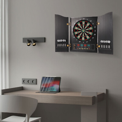 Electronic Dart Machine Wall-mounted Decorative Dartboard Cabinet & 12*Darts 