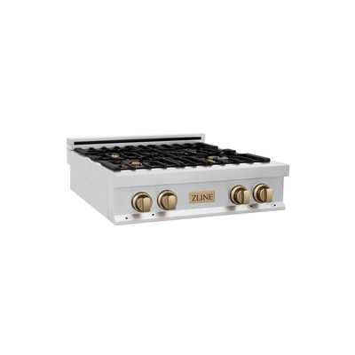 ZLINE 30'' PORCELAIN STOVETOP 4 Gas Burners STAINLESS CHAMPAGNE ACCENTS RTZ-30-CB