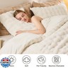 EMME Faux Fur Duvet Cover King Size, 3 Pieces Ultra Soft Fluffy Comforter Cover, Cozy Warm for Winter, Luxury Elegant Shaggy Bubble Design Bedding, 1 Duvet Cover and 2 Pillow Shams (King, Cream White)