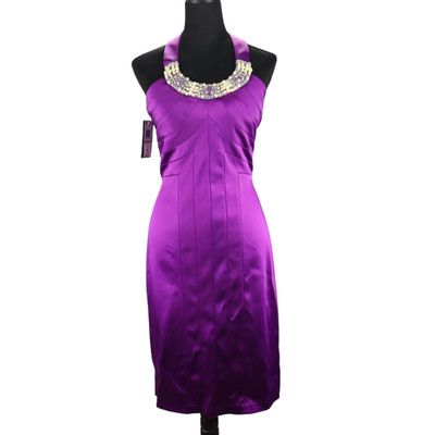 JAX Women Purple  Size 12 Halter Formal Party Cocktail  Dress Sleeveless NEW