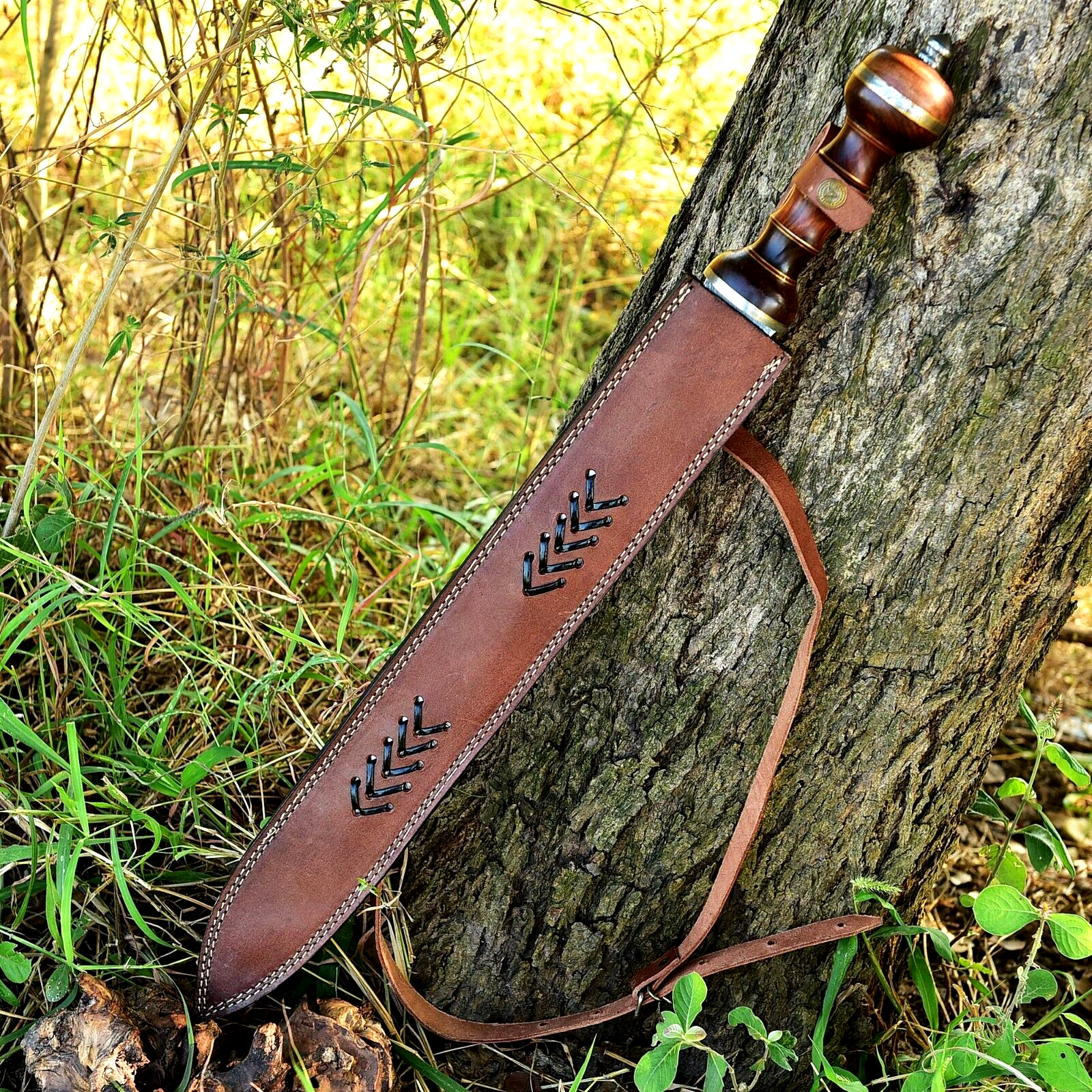 CUSTOM HANDMADE FORGED DAMASCUS STEEL GLADIATOR GLADIUS SWORD WITH SHEATH 2913