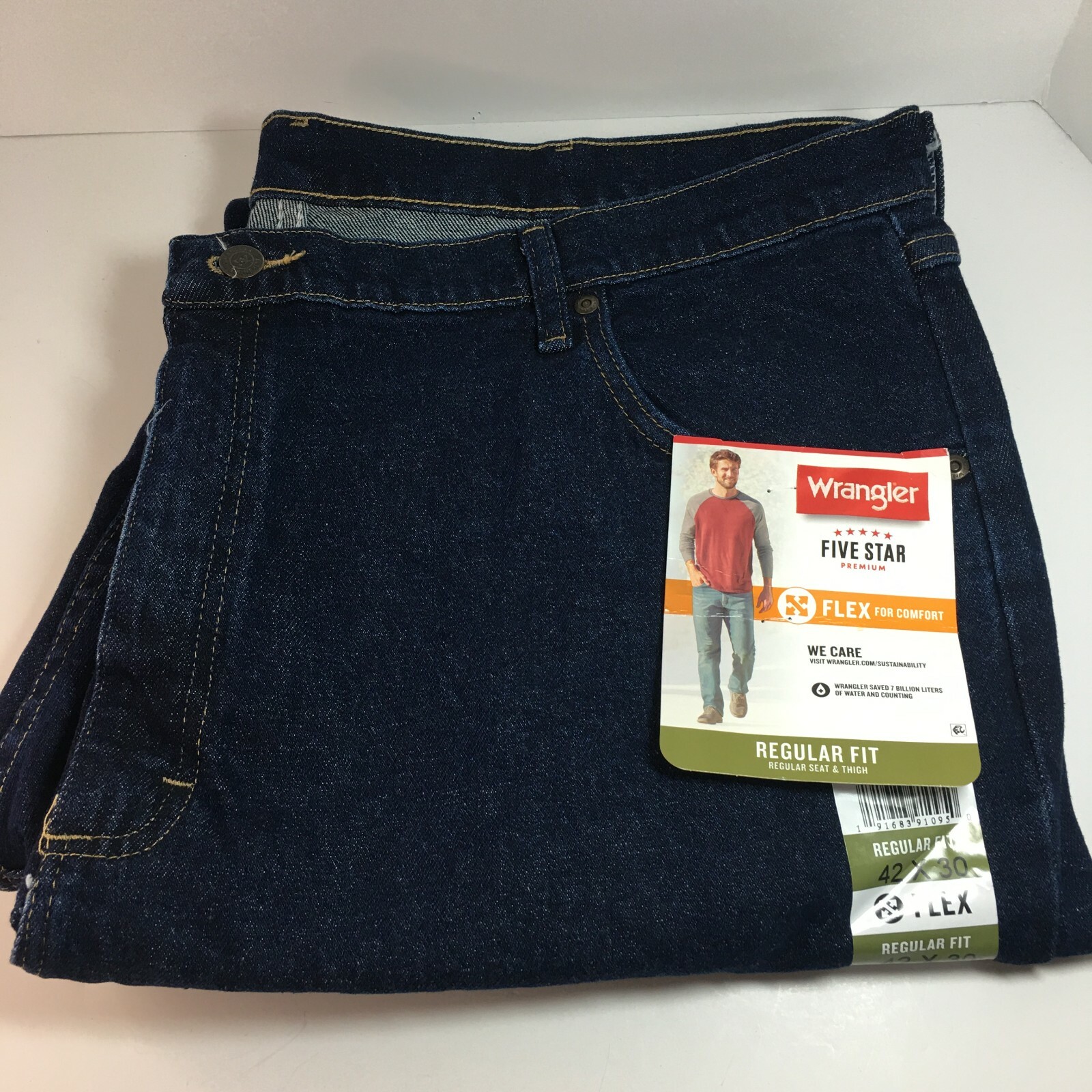 Wrangler Men's Dark Blue Jeans Flex 42 x 30